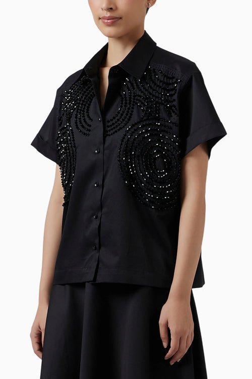 Celeste Black Crop Shirt