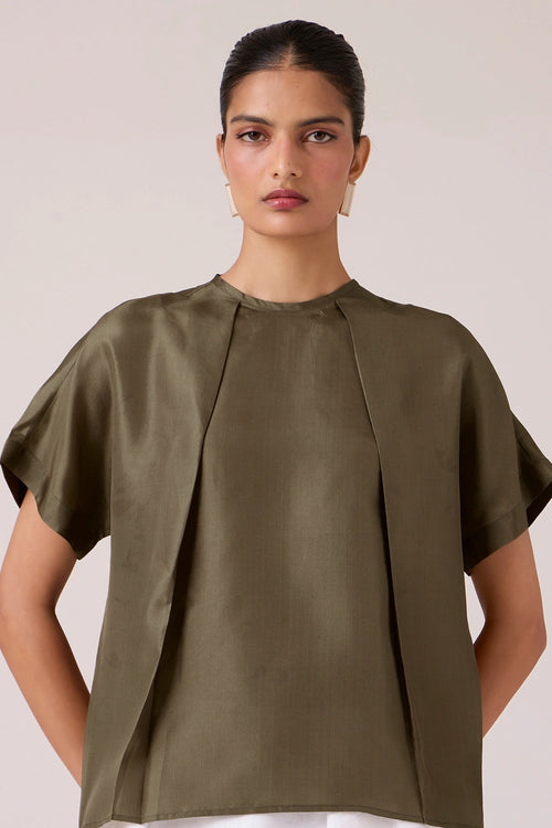 Pam Olive Silk Top