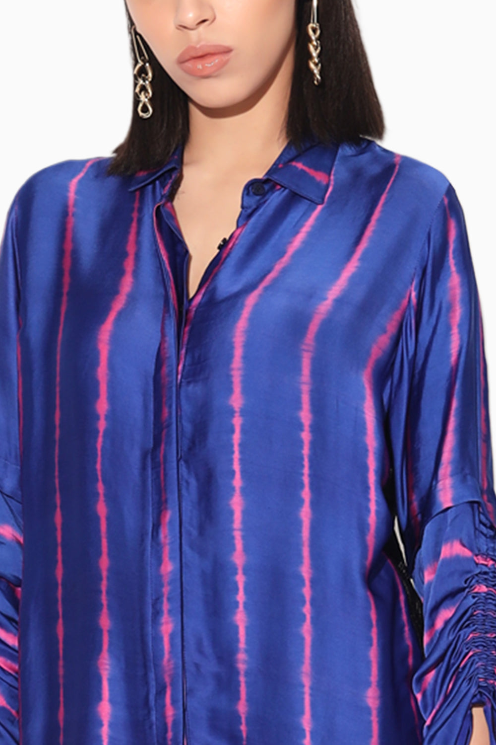 Ivy Shibori Pink Purple Stripe Shirt