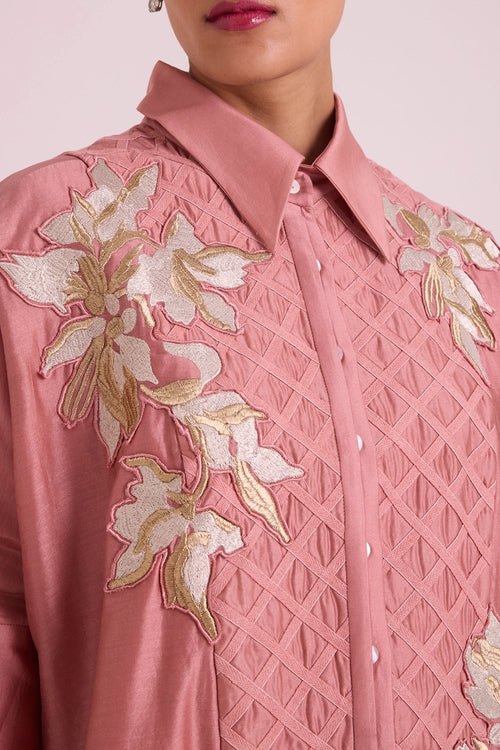 Old Rose Mimi Framed Shirt Dress
