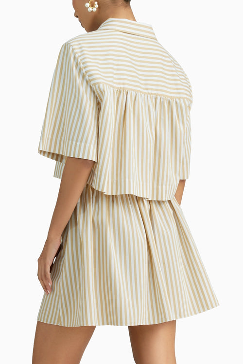 Gold Striped Cropped Bowling Shirt