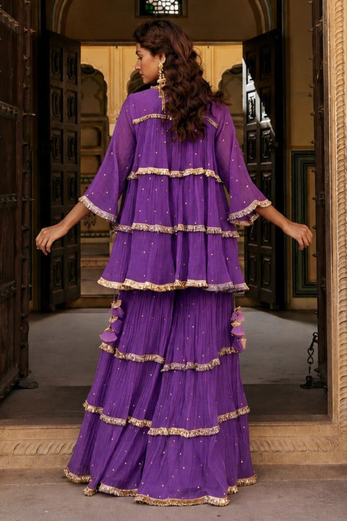 Imperial Purple 4 Tier Peplum Sharara