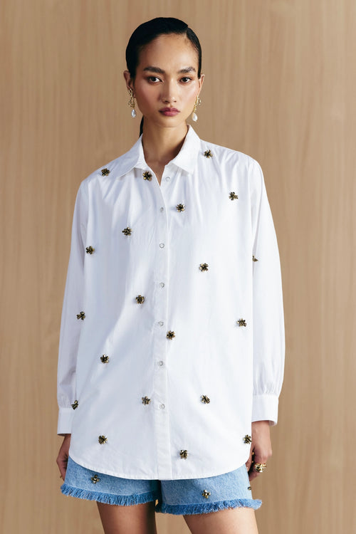 White White Embellished Shirt