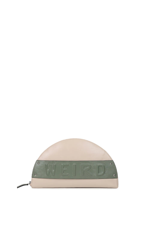 Lussa Beige Sage Green Half Moon Clutch Bag