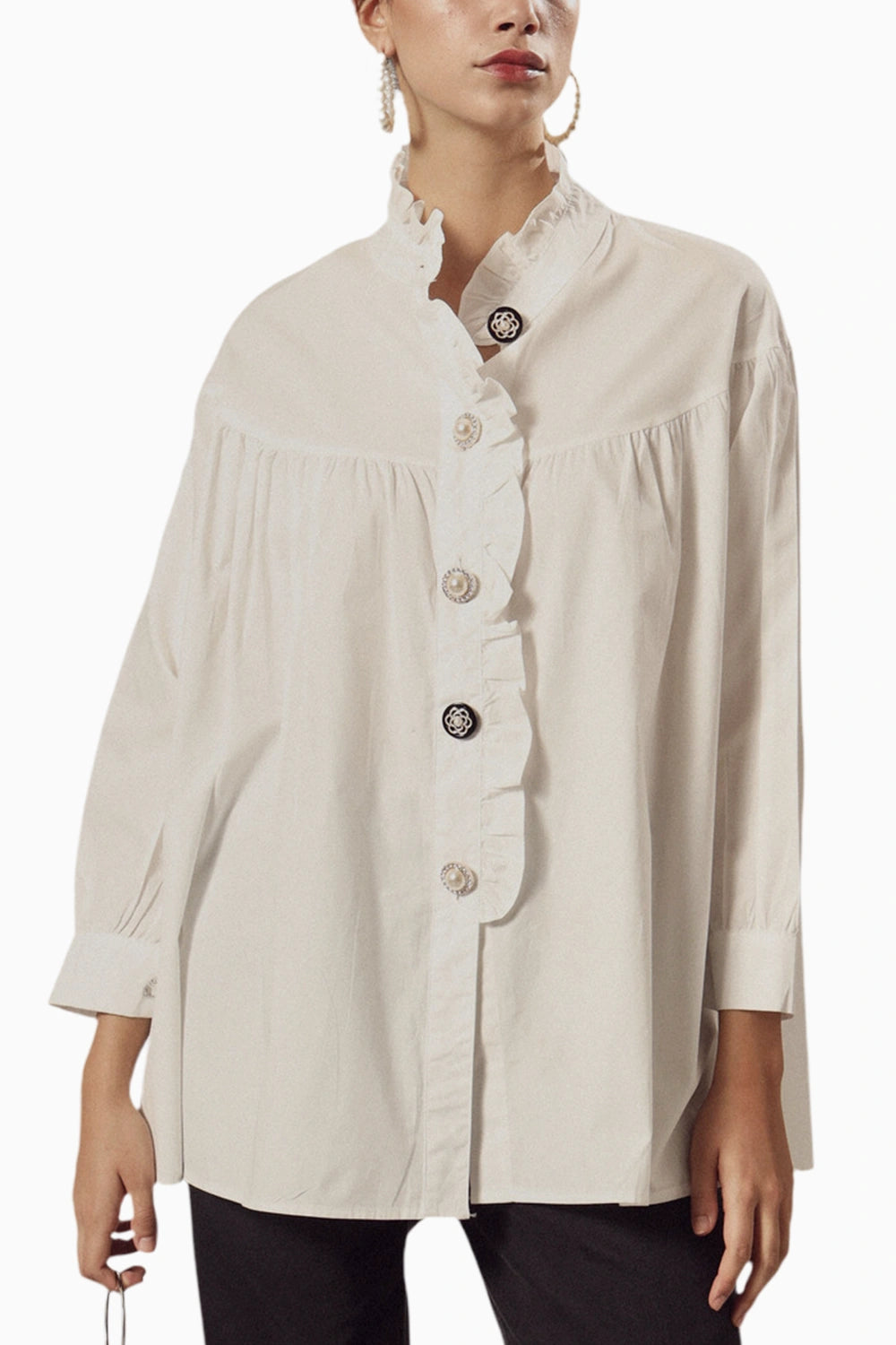 Beatrix Button White Me Up Shirt