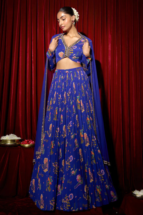 Advika Ink Blue Lehenga Set