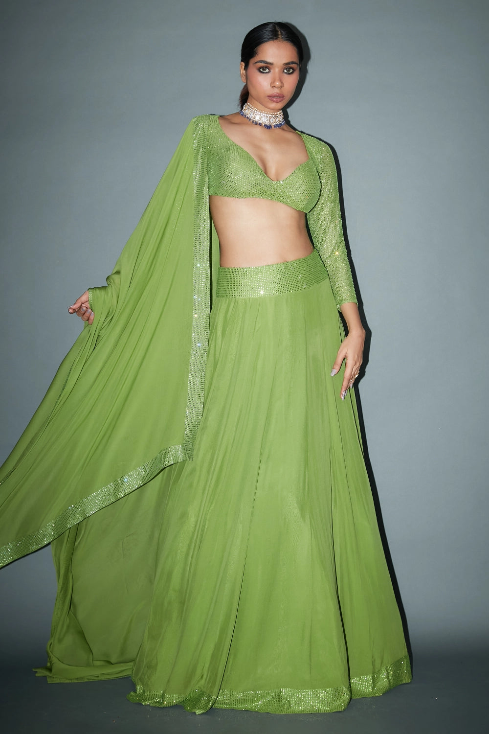 Bashemath Green Lehenga Set