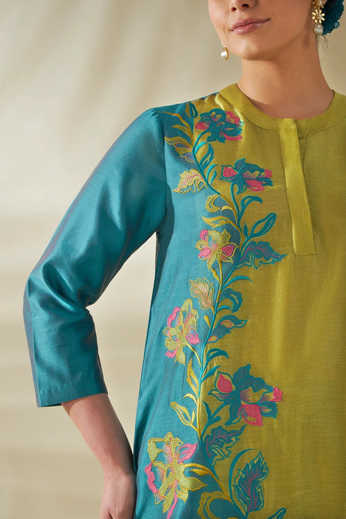 Blue Green Aster Kurta Set