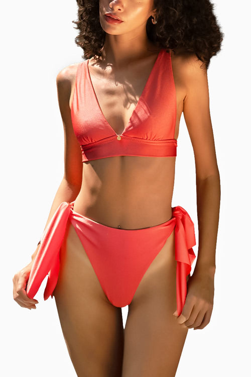 Spicy Coral Tide Twister Bikini Set