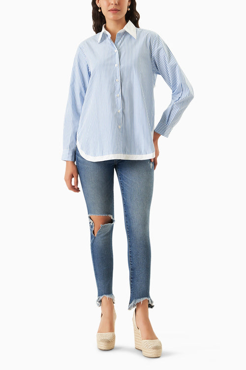Blue-White Pin Bold Shirt