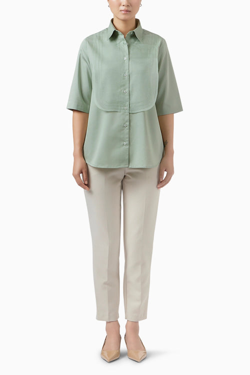 Organza Bib Pistachio Shirt