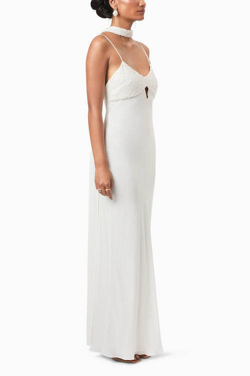 Ivory Amal Embellished Keyhole Gown