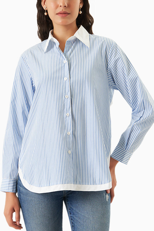 Blue-White Pin Bold Shirt
