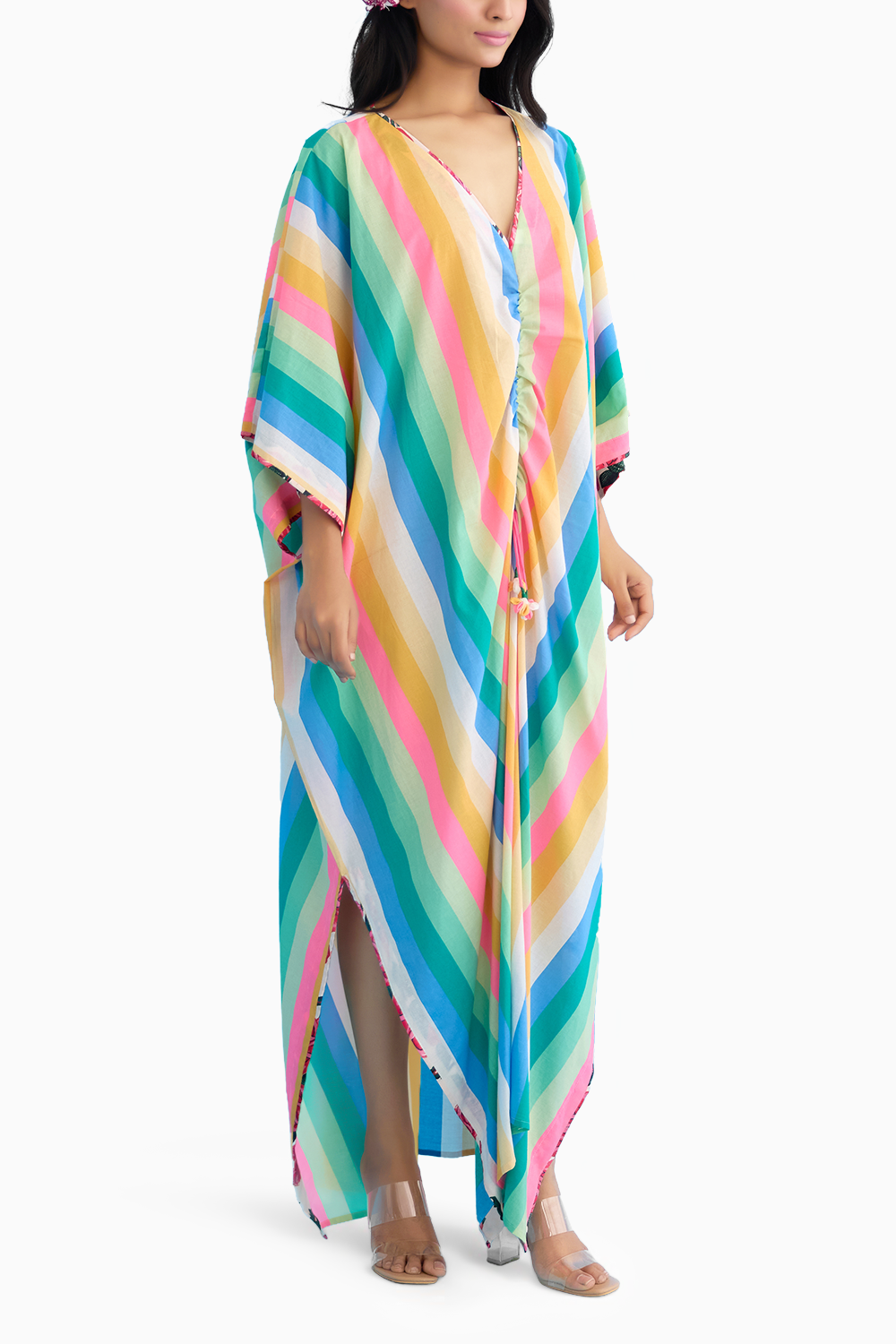 Rainbow Stripes Kaftan Dress