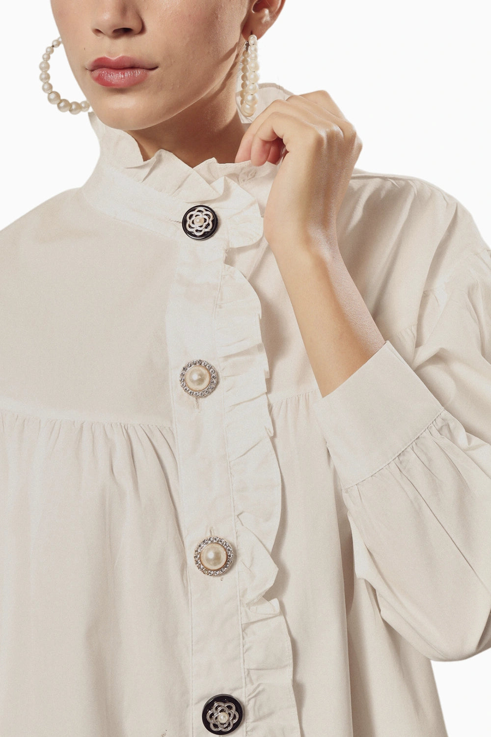 Beatrix Button White Me Up Shirt