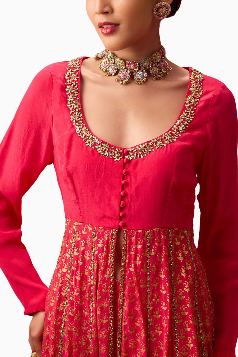 Rani Pink Kalidar Kurta with Pants Set