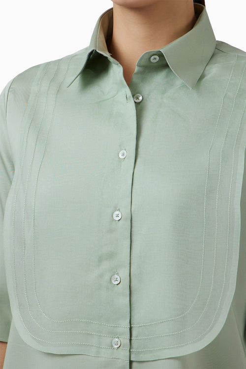 Organza Bib Pistachio Shirt