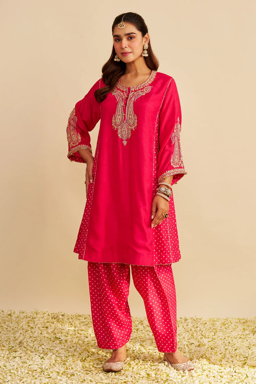 Jeriah Hotpink Short Chauga with Salwar