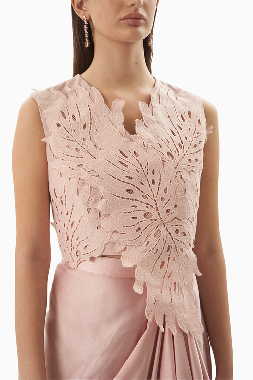 Pink Leaf Applique Blouse