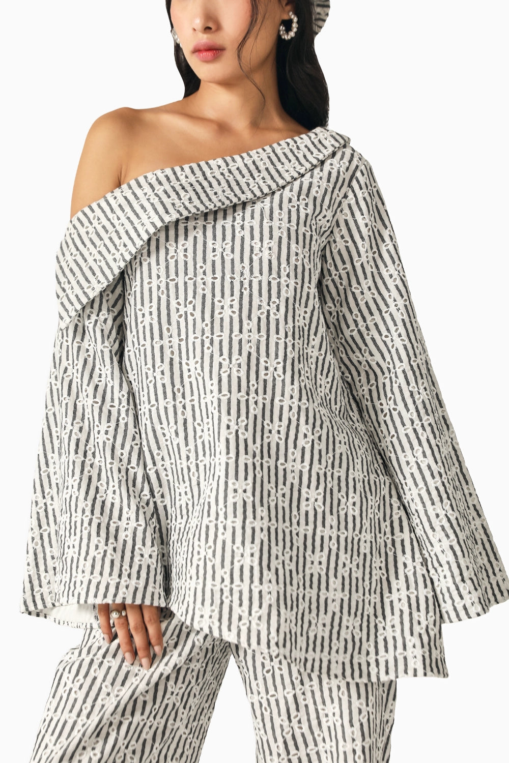 Daisy Cream White Schiffli Co-ord Set