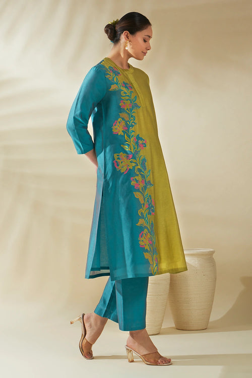 Blue Green Aster Kurta Set