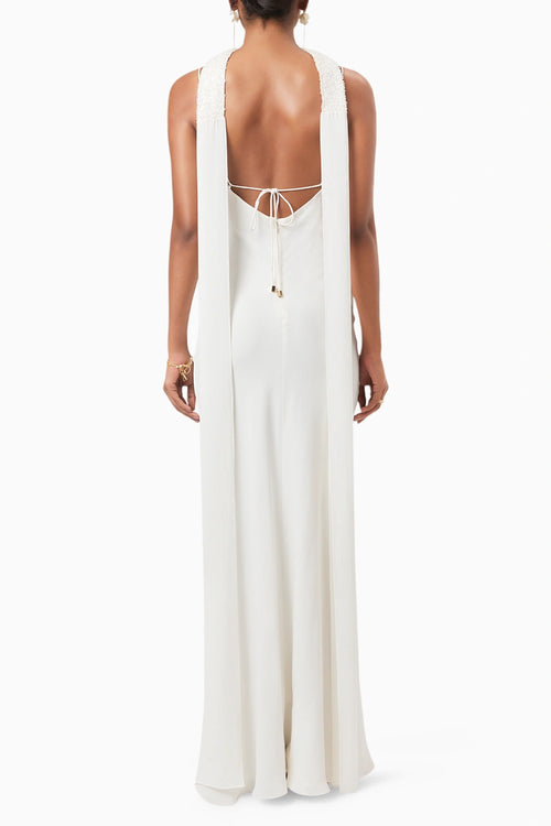 Ivory Amal Embellished Keyhole Gown
