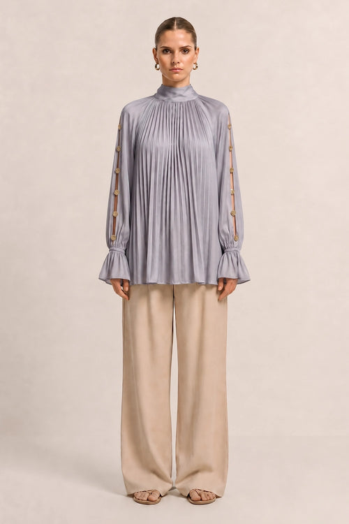 Steel Grey Halter Neck Blouse
