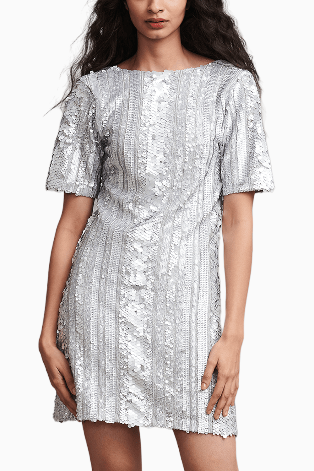 Silver Sequin Mini Dress