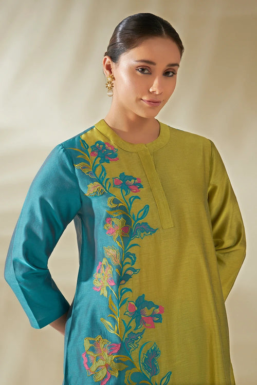 Blue Green Aster Kurta Set