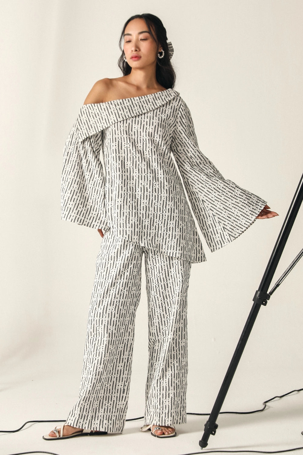 Daisy Cream White Schiffli Co-ord Set