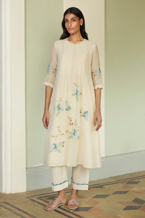 Ivory Applique Cotton Co-ord Set