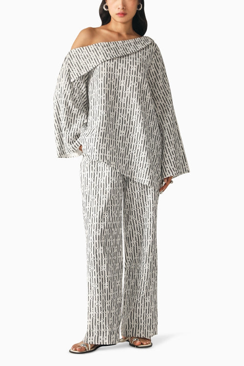 Daisy Cream White Schiffli Co-ord Set