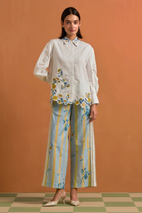 White Aurelia Floral Embroidered Co-ord Set