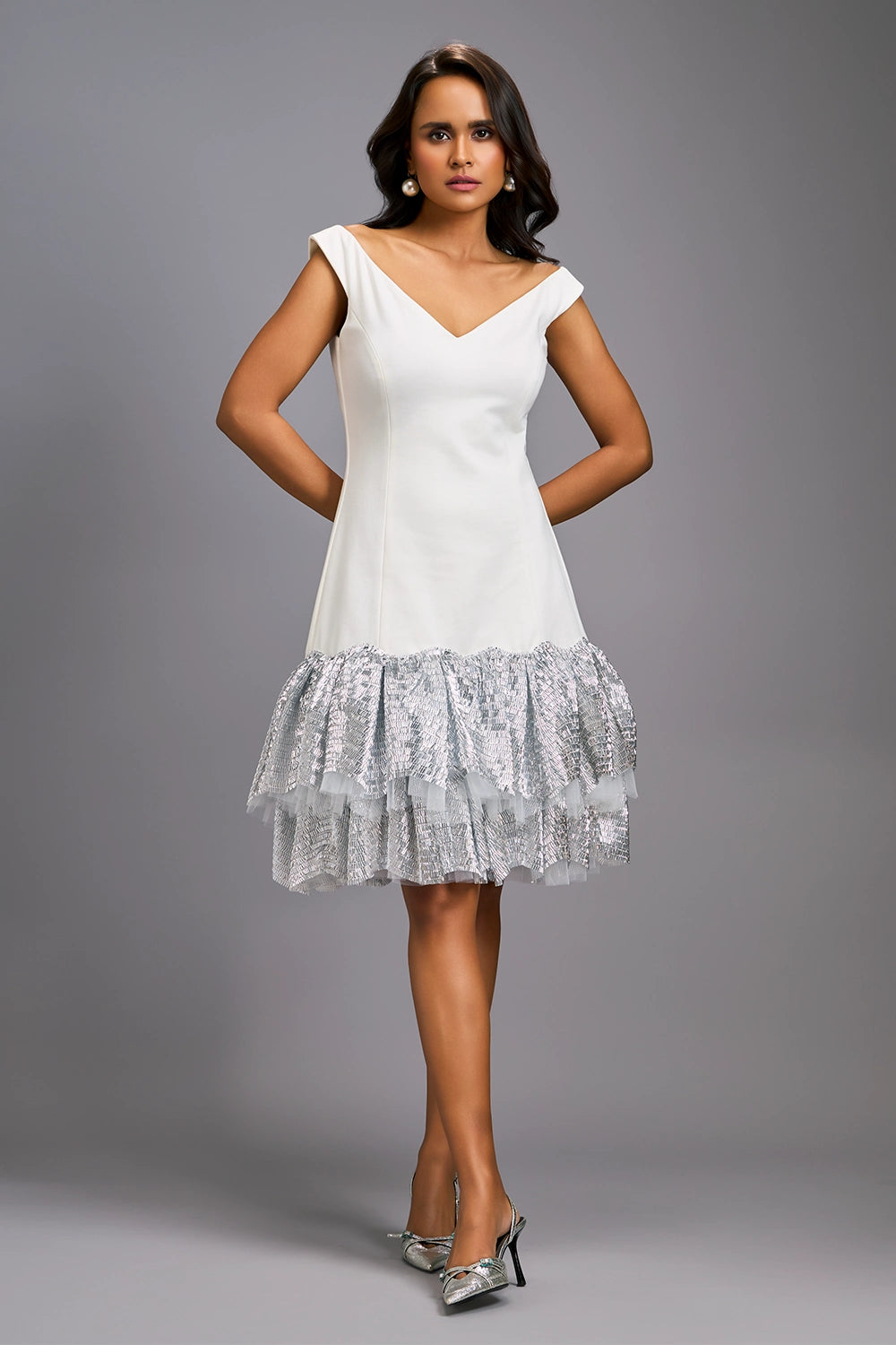 White Ruffle Luxe Off-Shoulder Dress