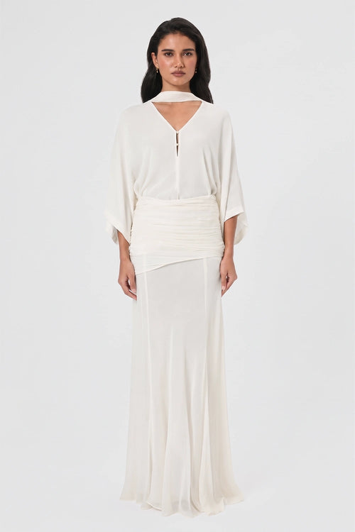 Pearl Ruched Waist Kimono Gown