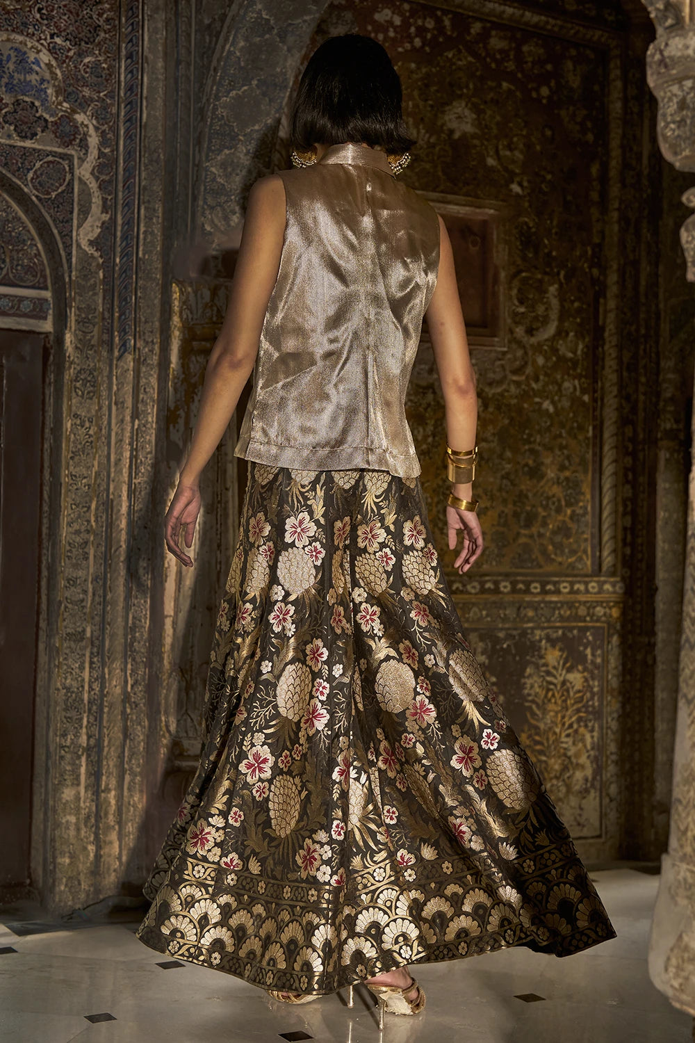 Benares Brocade Flared Motif Pant