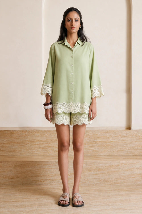 Sage Lace Shorts Set