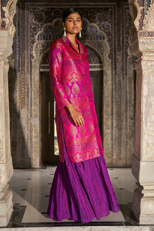 Benares Tissue Stripe Kaftan Top