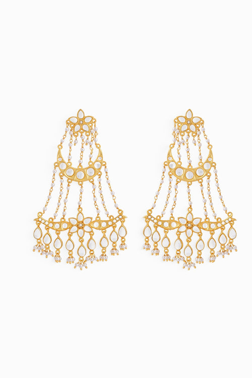 Resham chandelier with Mirror Polki
