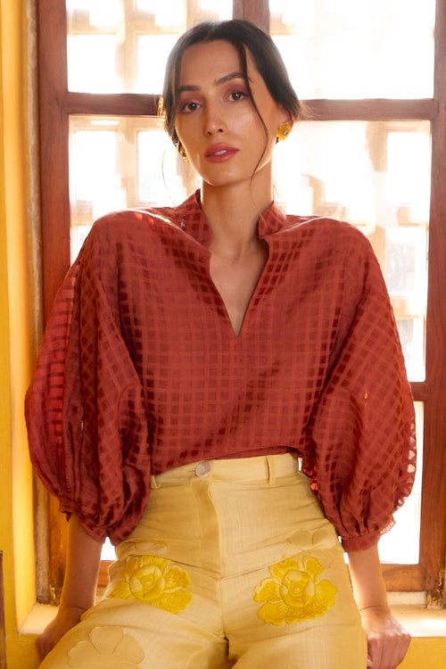 Clay Organza Blouse
