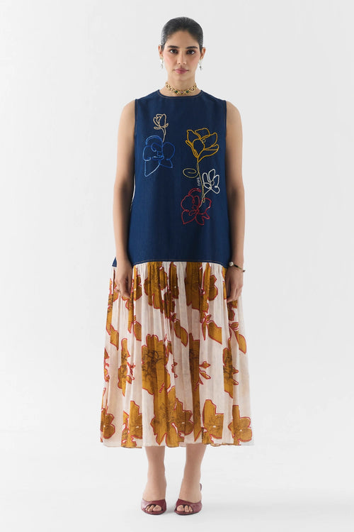 Elara Denim A-Line Dress
