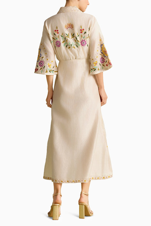 Ivory Applique Shirt Dress
