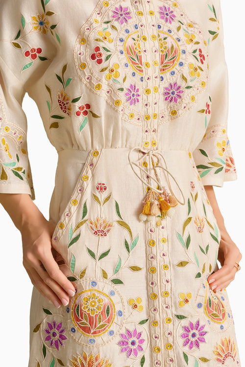 Ivory Applique Shirt Dress