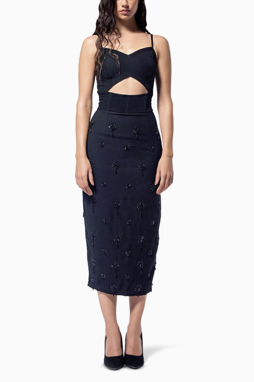 Midnight Corset Embroidered Dress