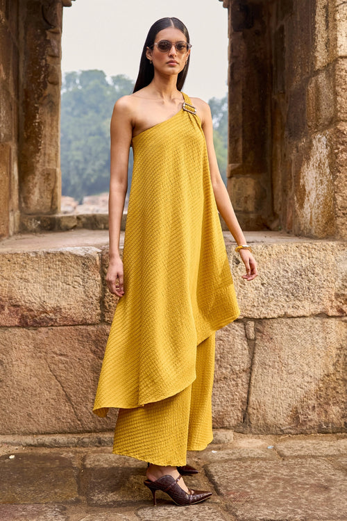 Textured One Shoulder Set