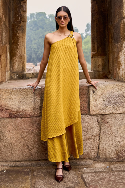 Textured One Shoulder Set