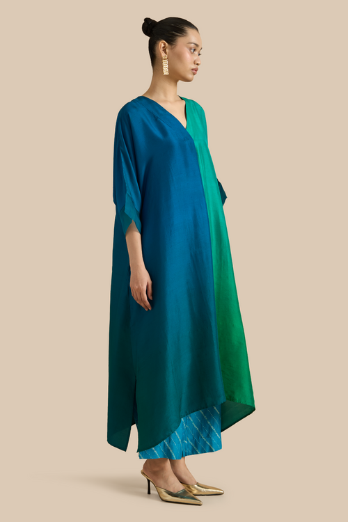 Green Blue Ombre Kaftan Set