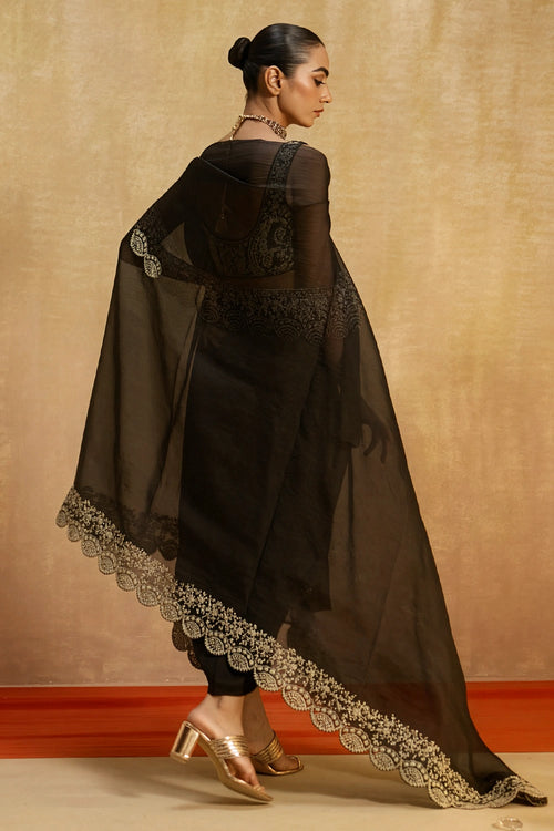 Malika Black Cape Set