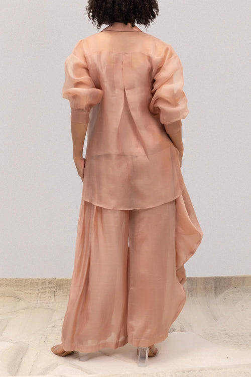 Eeda Tissue Peach Flower Co-ord Set