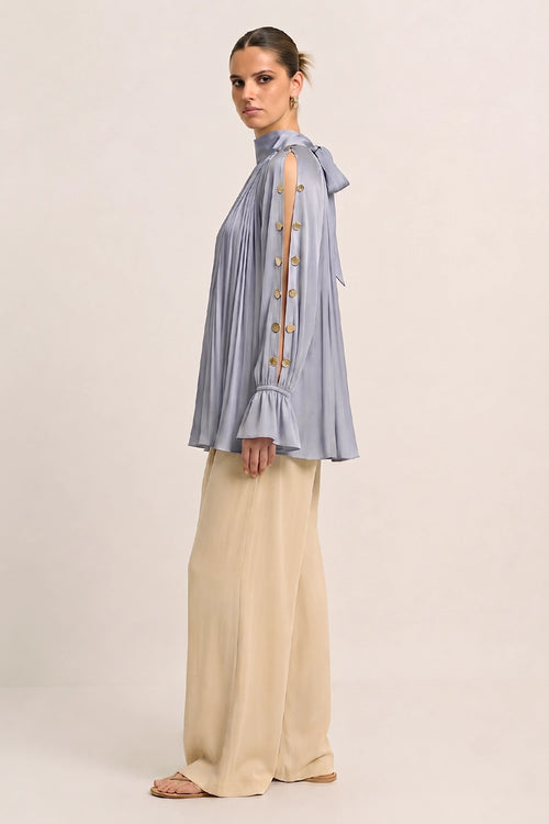 Steel Grey Halter Neck Blouse
